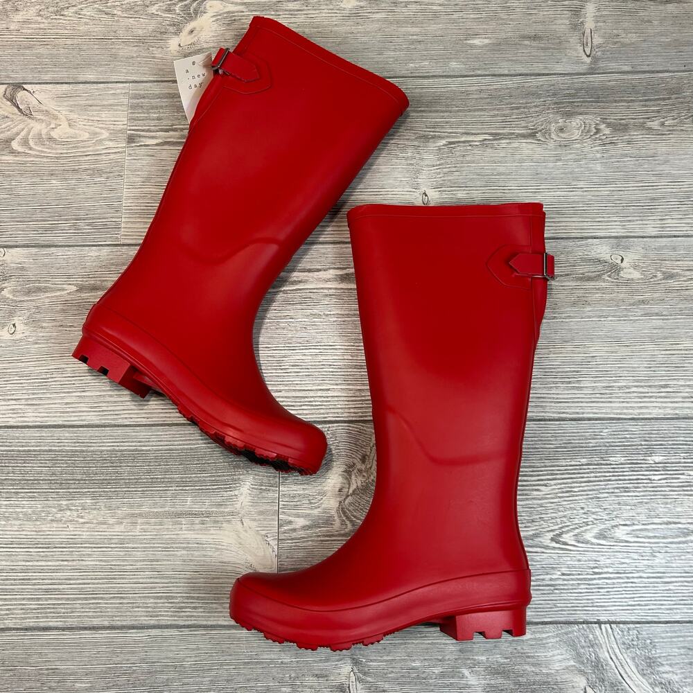A New Day River Tall Rain Boots Red 6 NWT - Picture 3 of 8